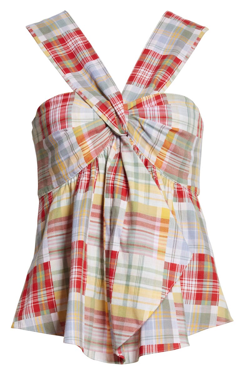 Cinq à Sept Lorine Twist Front Plaid Top, Alternate, color,