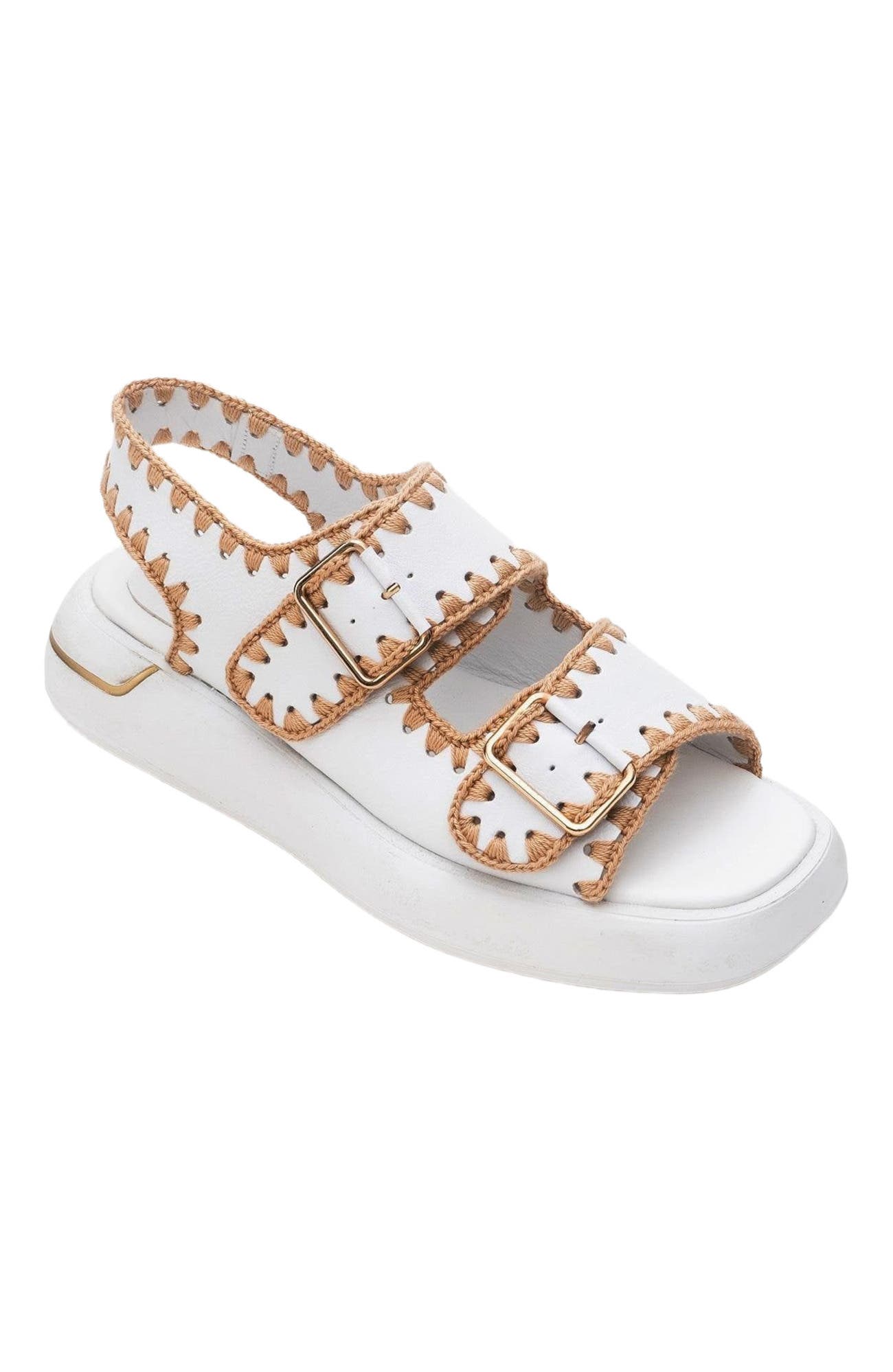 Douro Braided Rope Strap Leather Sandal, Alternate, color, White Leather