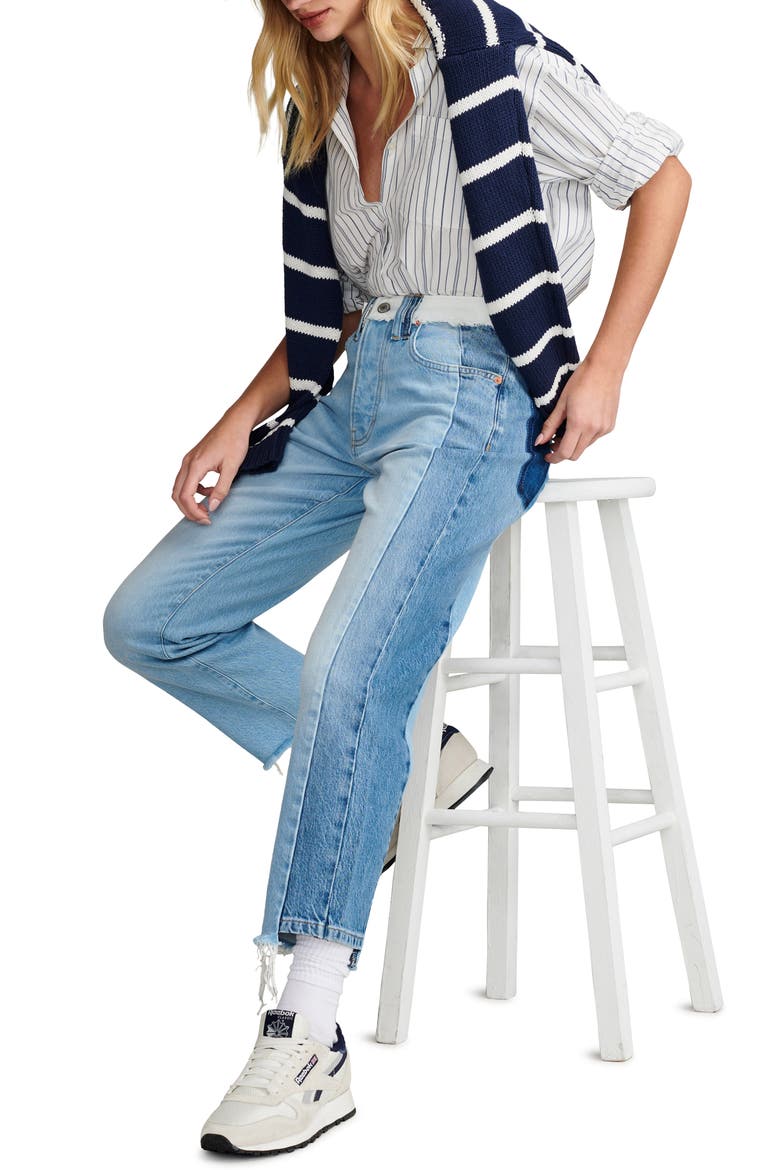 High Waist '90s Loose Fit Crop Jeans, Alternate, color, PIECED TOGETHER