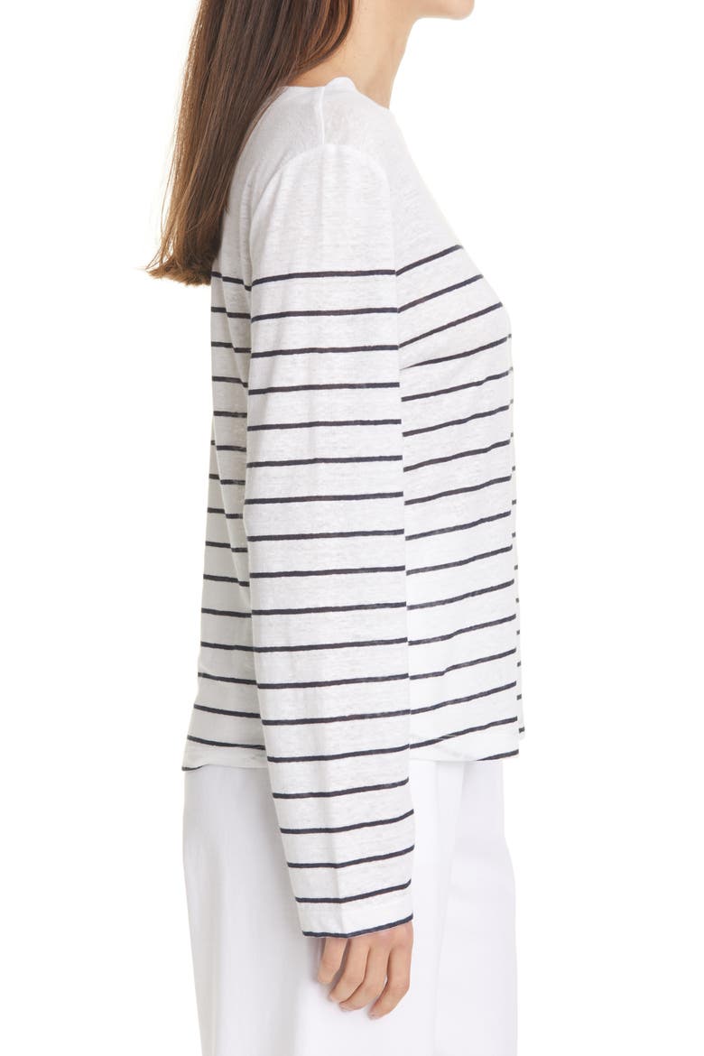 Camuto Breton Stripe Long Sleeve Boat Neck Top, Alternate, color, OPTIC WHITE/ COASTAL