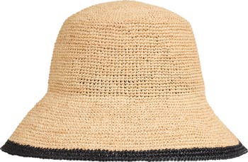Vince Raffia Stripe Trim Bucket Hat O/S Vince Stripe Straw Bucket Hat | Nordstromrack main image 2