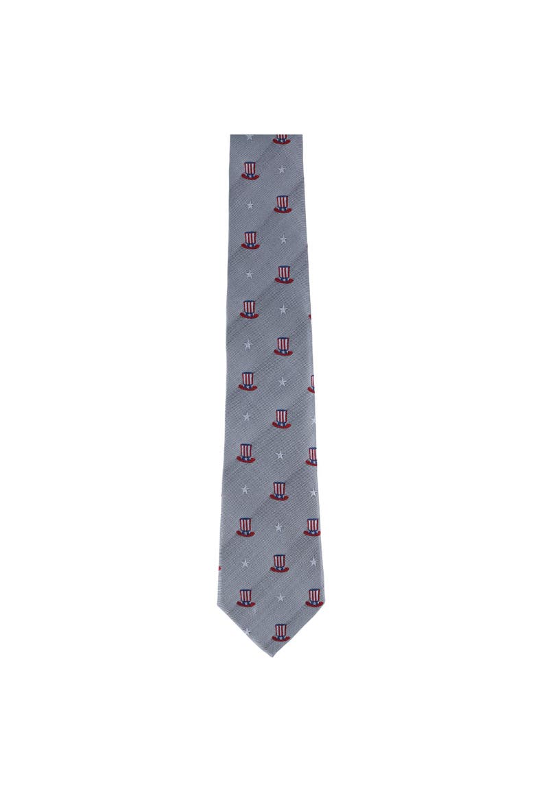 Uncle Sam Pride Silk Novelty Necktie, Alternate, color, Silver