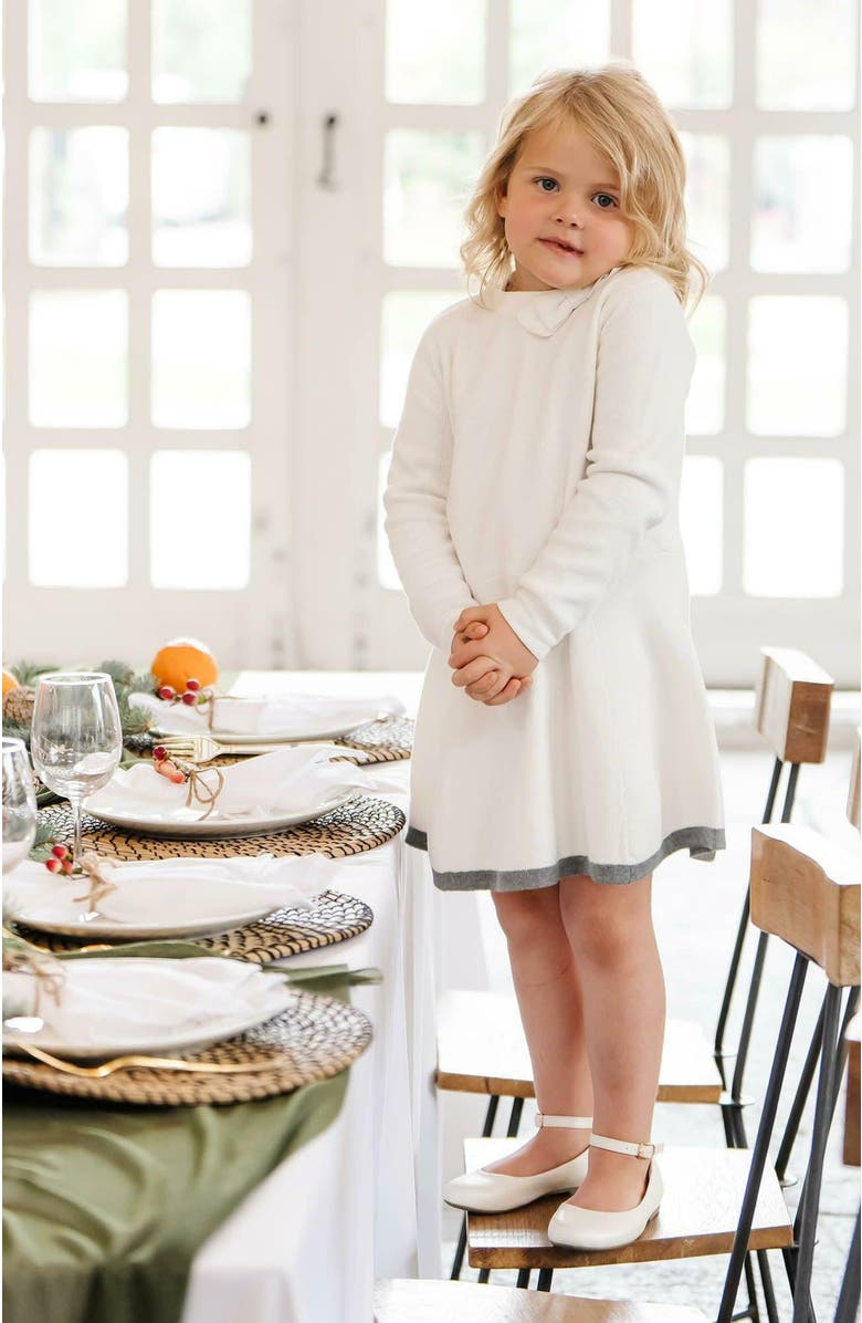 Hope & Henry Girls' Organic Mock Neck Bow Detail Sweater Dress, Kids, Alternate, color, 