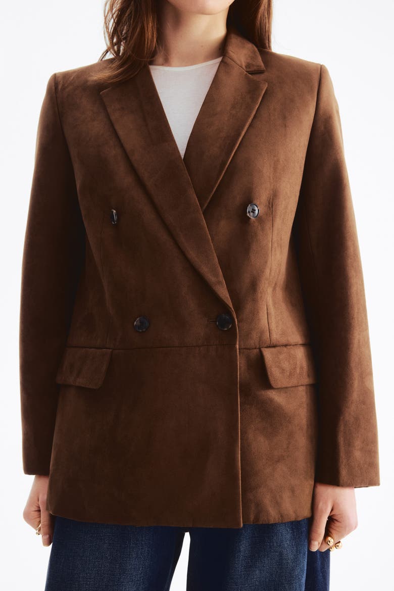 Double-breasted Blazer, Alternate, color, Brown