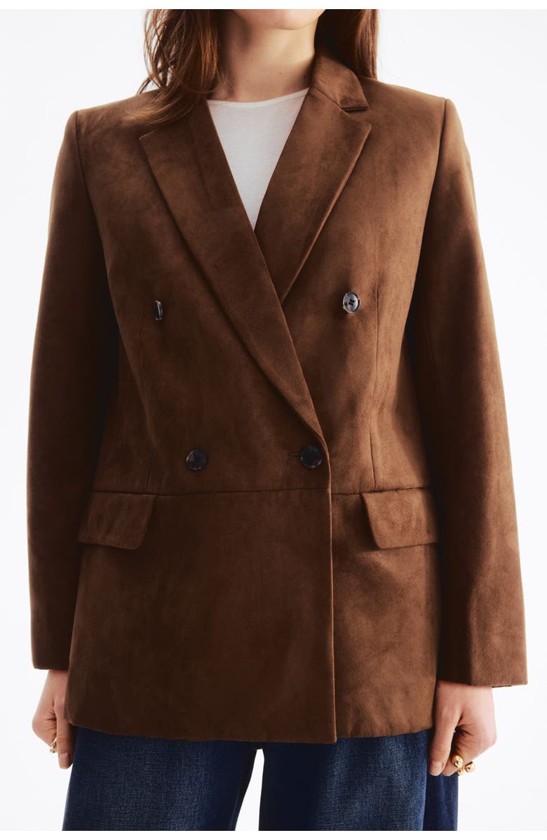 H&M Double-breasted Blazer, Alternate, color, Brown