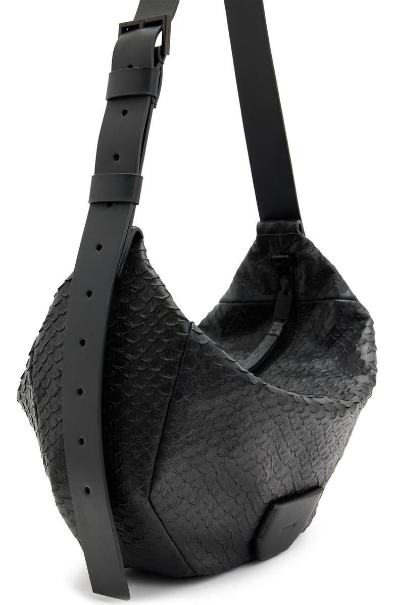 AllSaints Madea Snake Embossed Leather Shoulder Bag, Alternate, color,