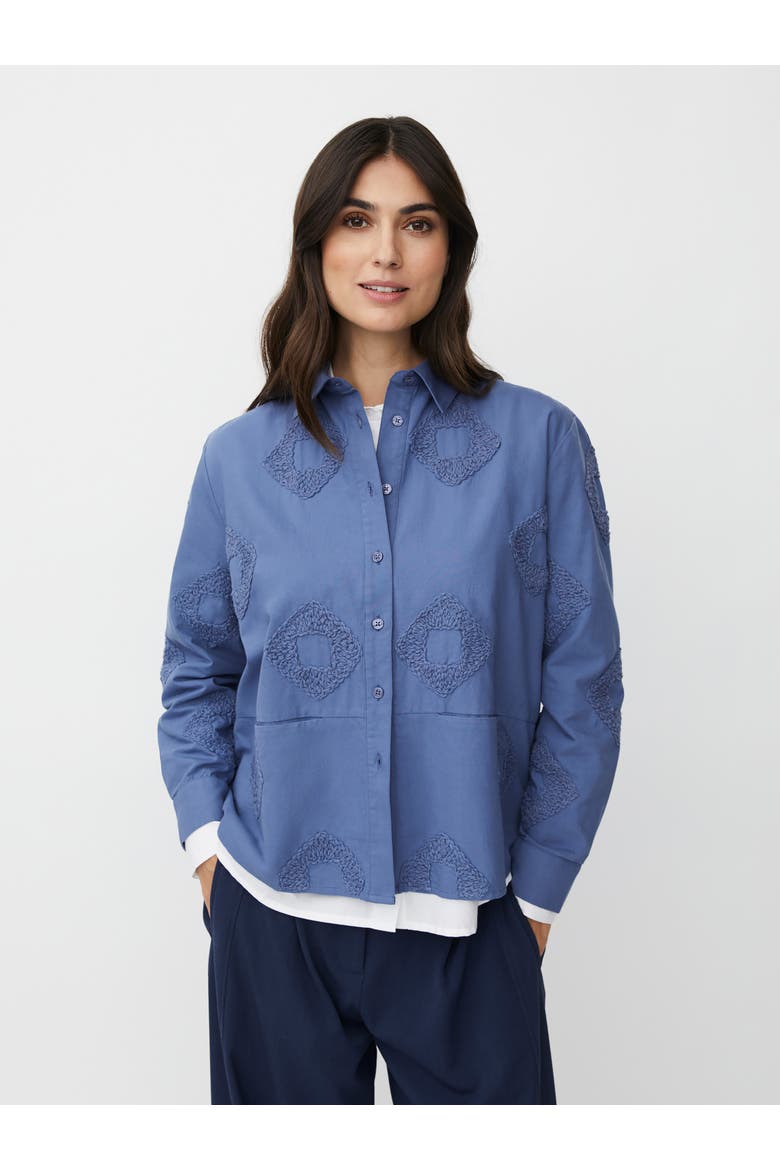 100% Cotton Long Sleeve Collared Shirt, Main, color, Bijou Blue