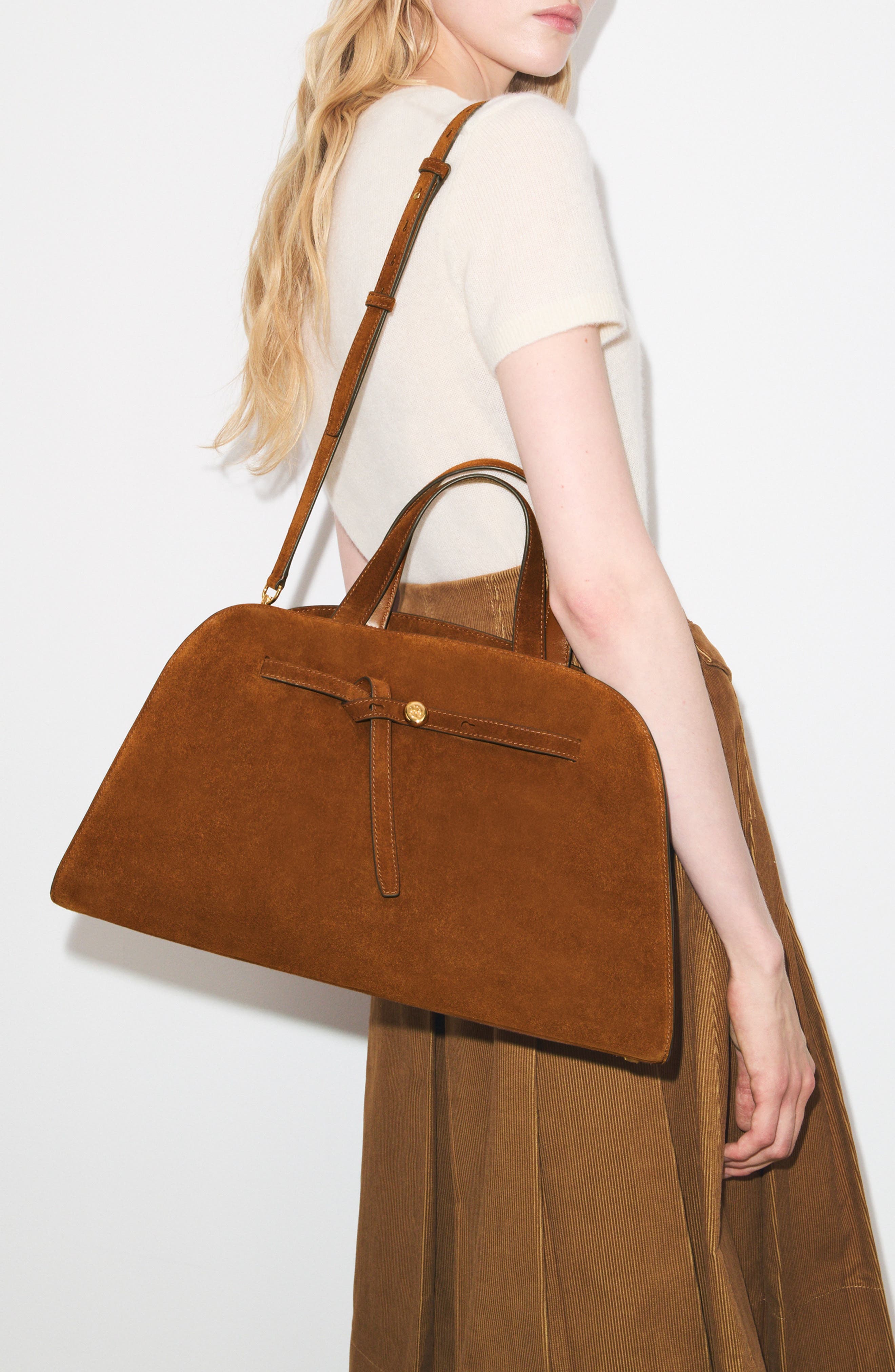 Romy Suede Leather Bauletto, Alternate, color, CARAMEL