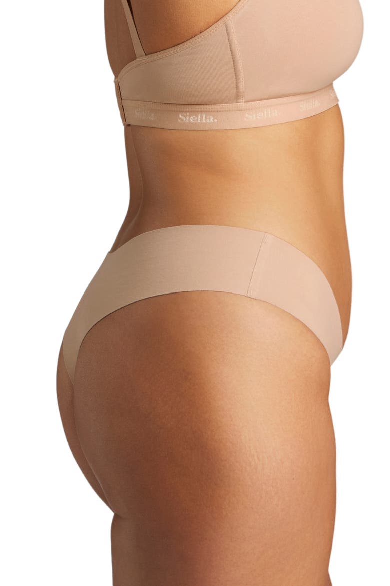 Organic Cotton No-Show Thong, Alternate, color, Beach Beige