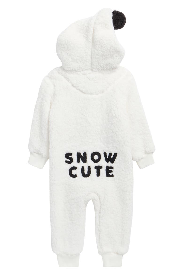 Snowman Hooded Fleece Jumpsuit, Alternate, color, OFF WHITE