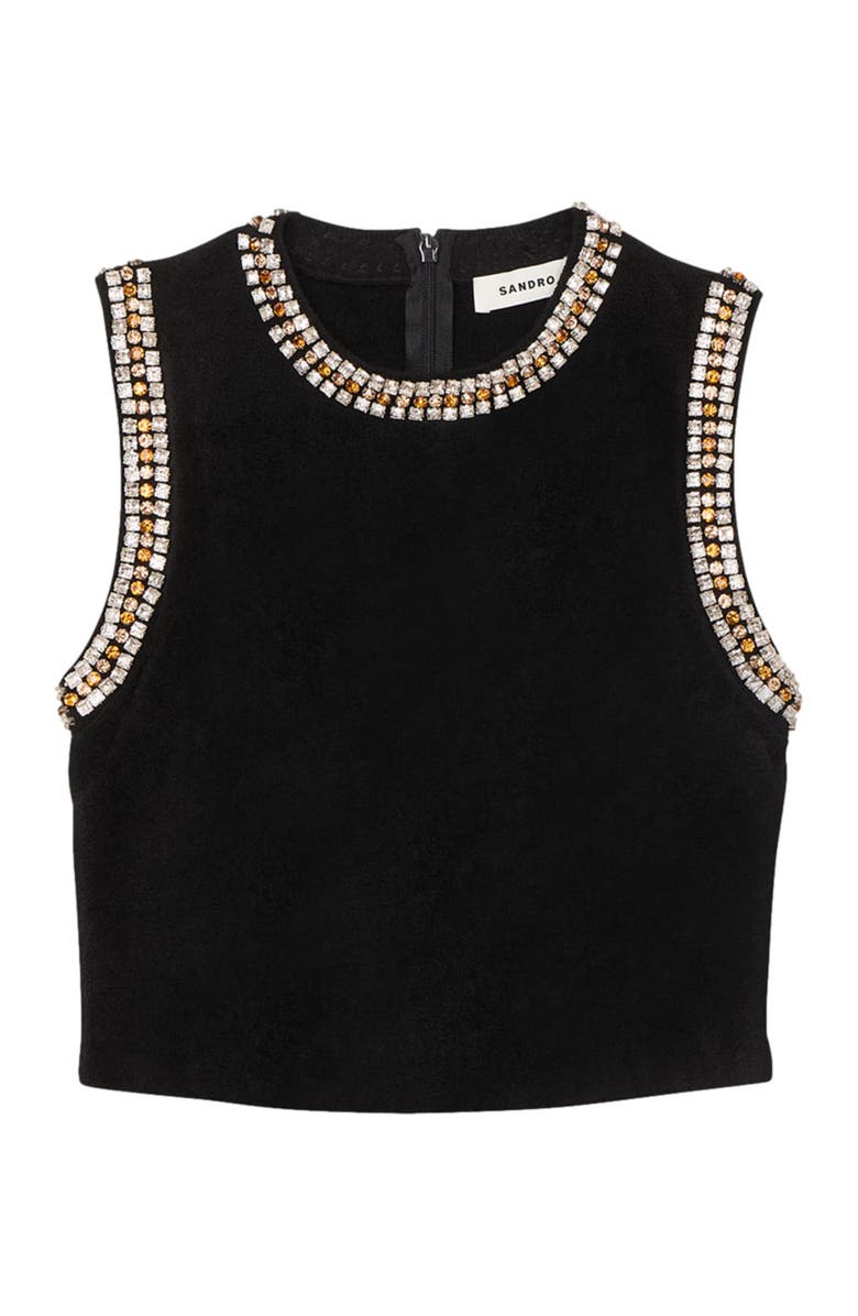 SANDRO Jewellery-neck knit top, Alternate, color, 