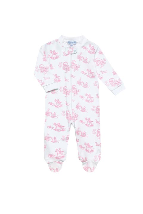 Pink Toile Zipper Footie - Baby