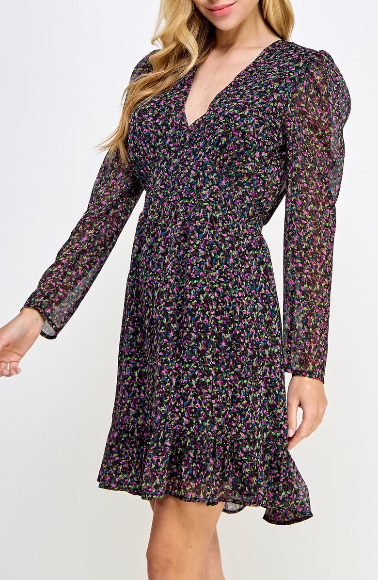 KOKO + MASON V-Neck Long Sleeve Minidress, Alternate, color, 