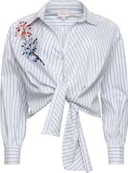 Cinq à Sept Marianna Twilight Spark Appliqué Tie Front Shirt