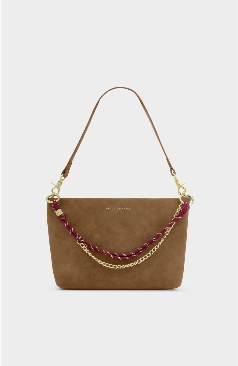 Katie Loxton Cord Small Shoulder Bag, Main, color, Caramel Suedette