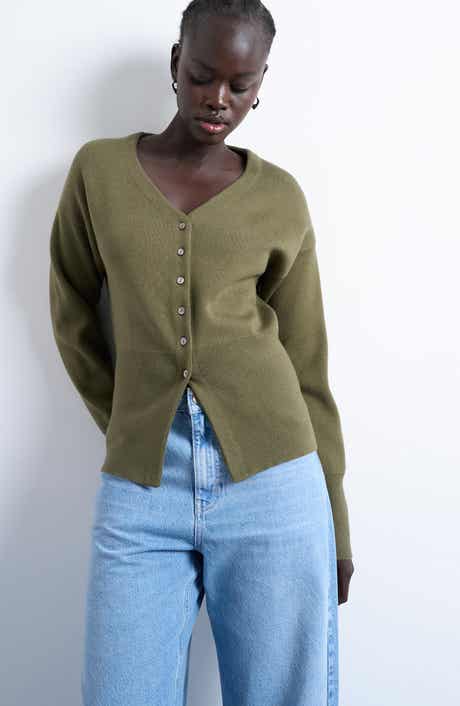 Topshop V-Neck Fitted Waist Cardigan