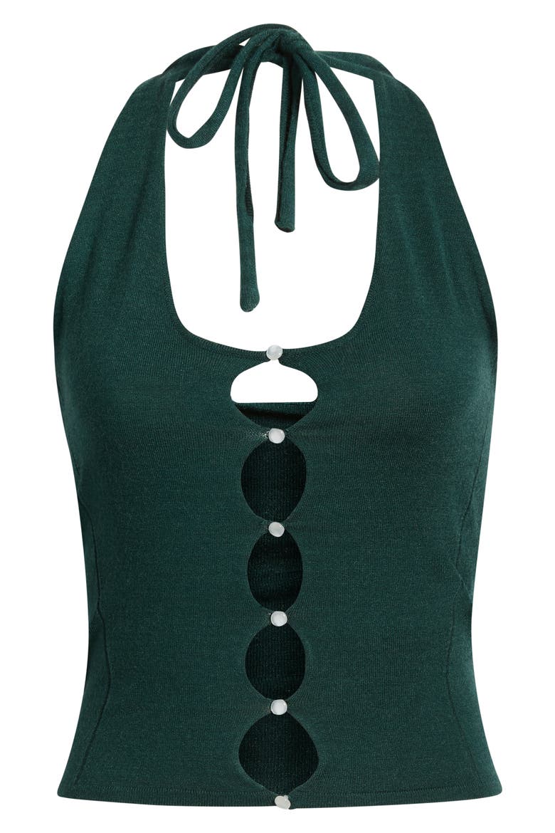Melina Cutout Halter Top, Alternate, color, TEAL