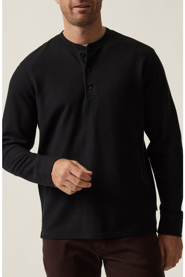 Long Sleeve Pima Cotton Blend Henley, Main, color, BLACK