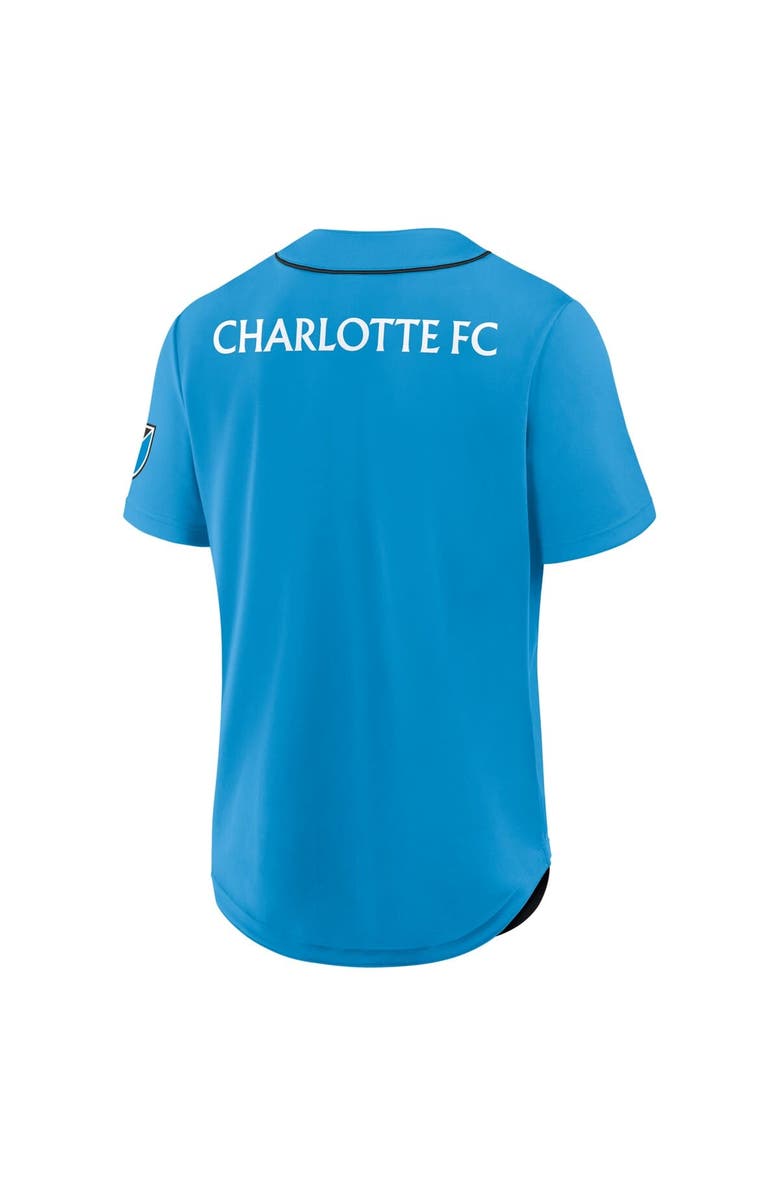 FANATICS Men's Fanatics Blue Charlotte FC Injury Time Baseball Jersey, Alternate, color, Blue
