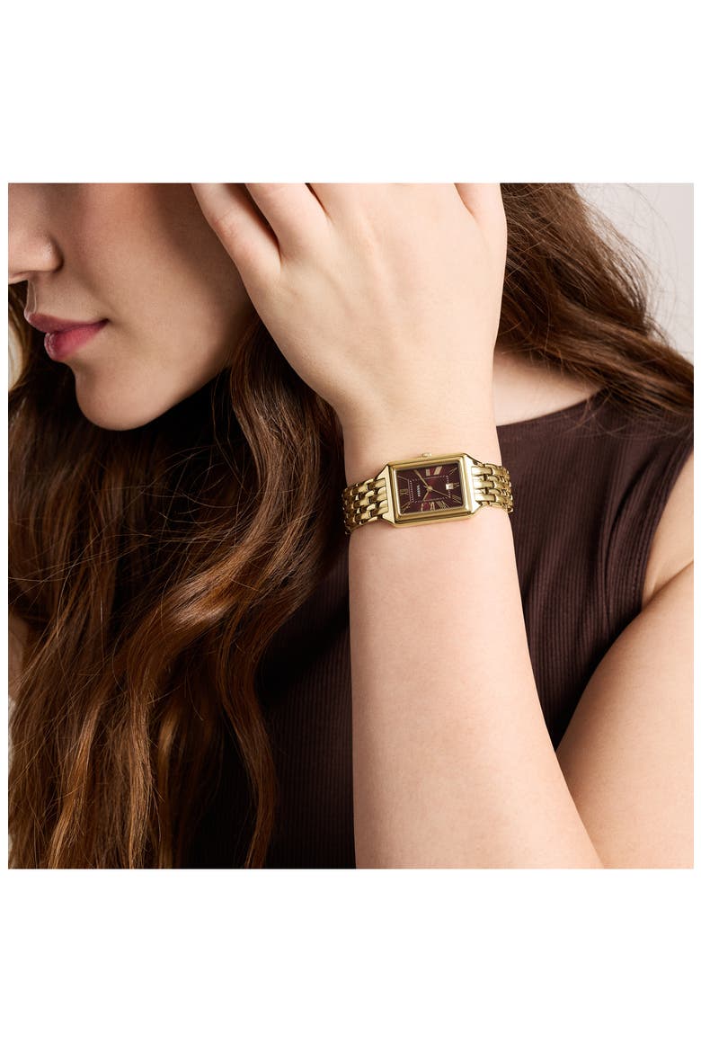 Raquel Goldtone Bracelet Watch, 23mm x 38mm, Alternate, color, GOLD