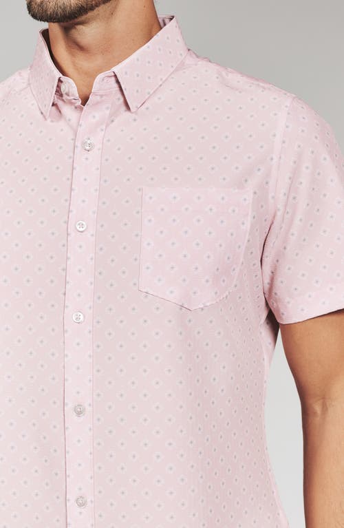 7 Diamonds Kanan Diamond Print Short Sleeve Stretch Seersucker Button-up Shirt In Pink