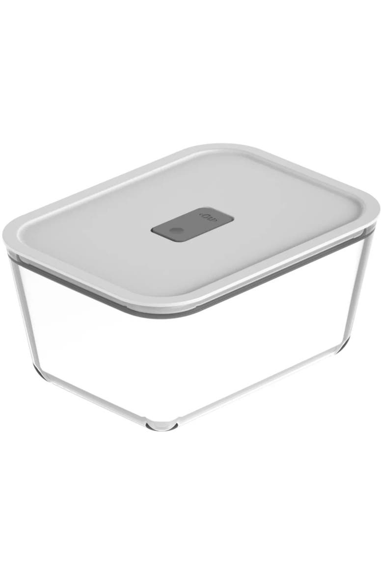 Stackable Airtight Glass Food Storage Container with Microwave Valve and Leak Proof Lid, Main, color, Clear with White Lid