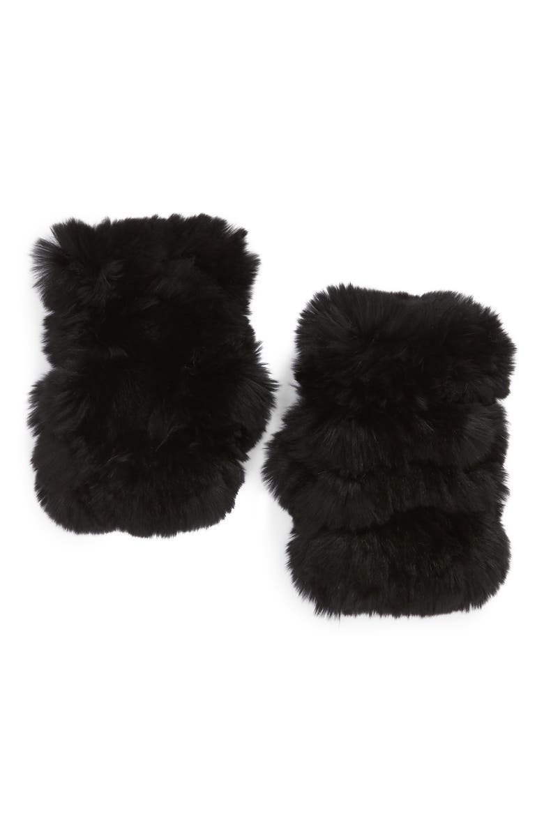 Jocelyn Mandy Genuine Rabbit Fur Open Top Mittens, Main, color,