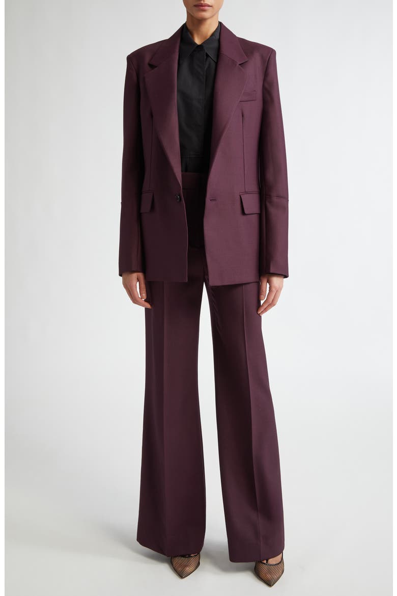 Sleeve Detail Gabardine Blazer, Alternate, color, DEEP MAHOGANY