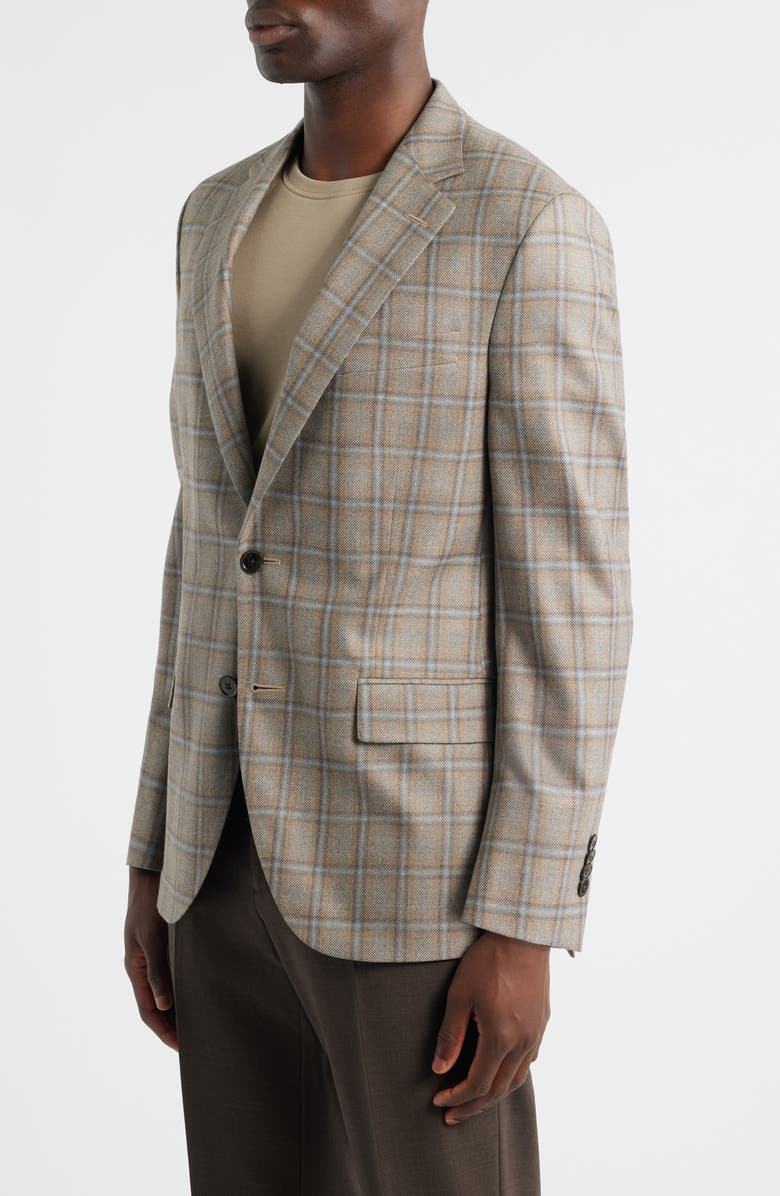 Peter Millar Hartford Classic Fit Windowpane Check Wool & Cashmere Blend Sport Coat, Alternate, color, Tan