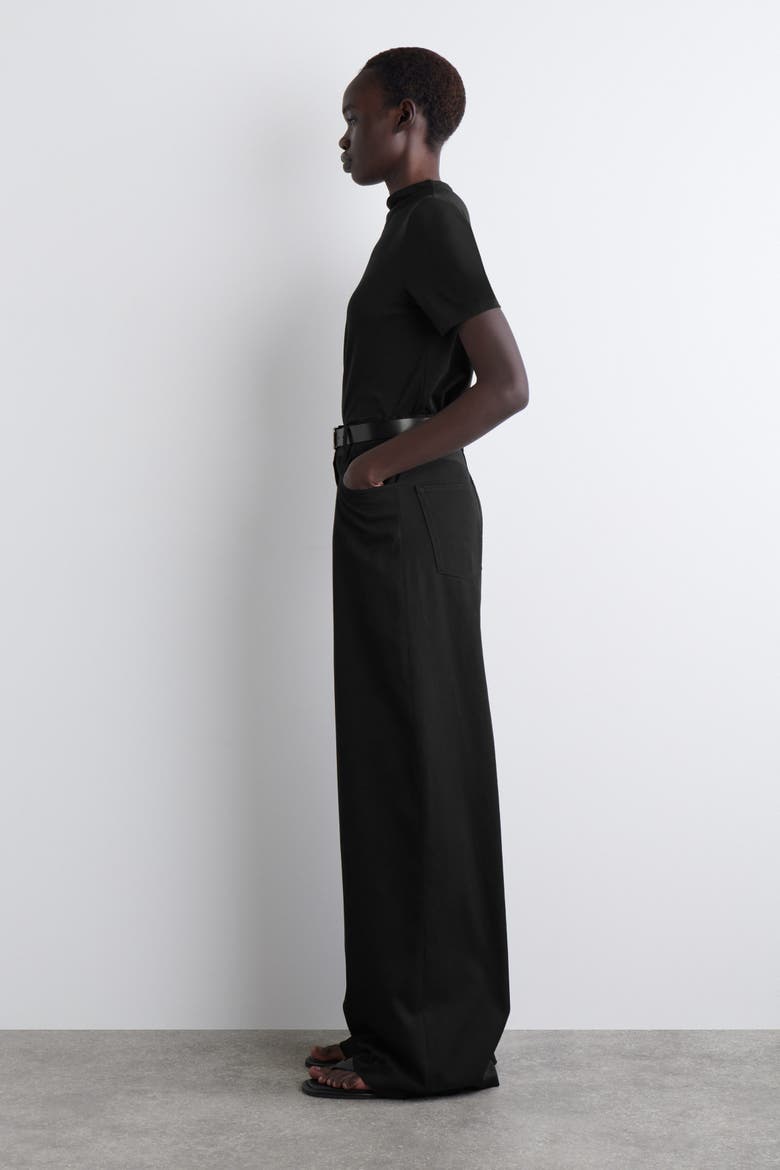 Wide-Leg Cotton Pants, Alternate, color, BLACK