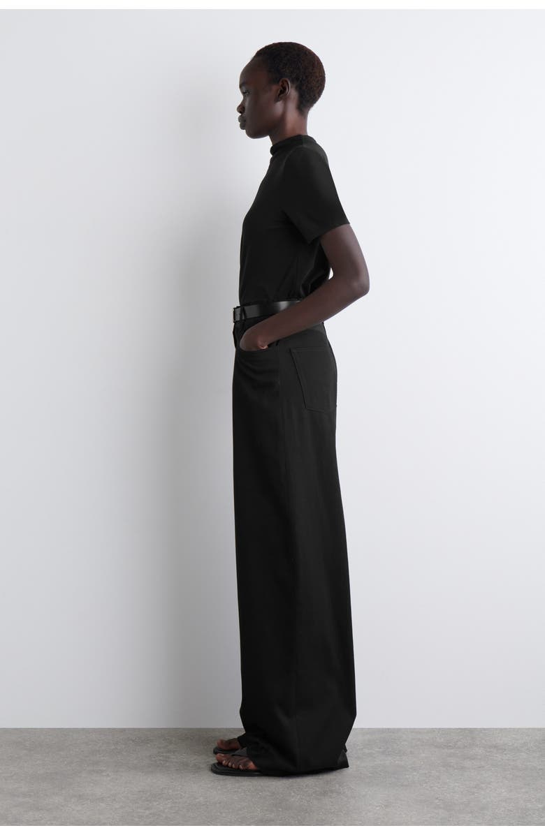 COS Wide-Leg Cotton Pants, Alternate, color, Black