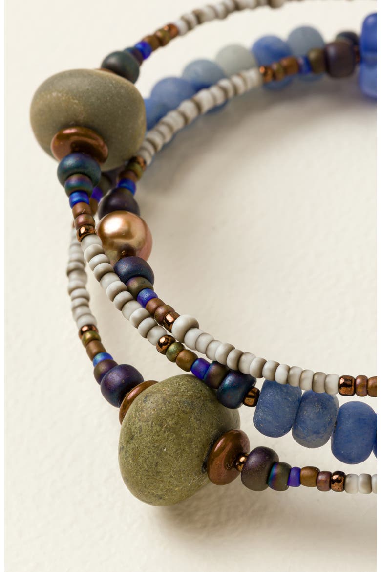 Tumbled Blue Ocean Spiral Bracelet by Iris Designs, Alternate, color, Multi