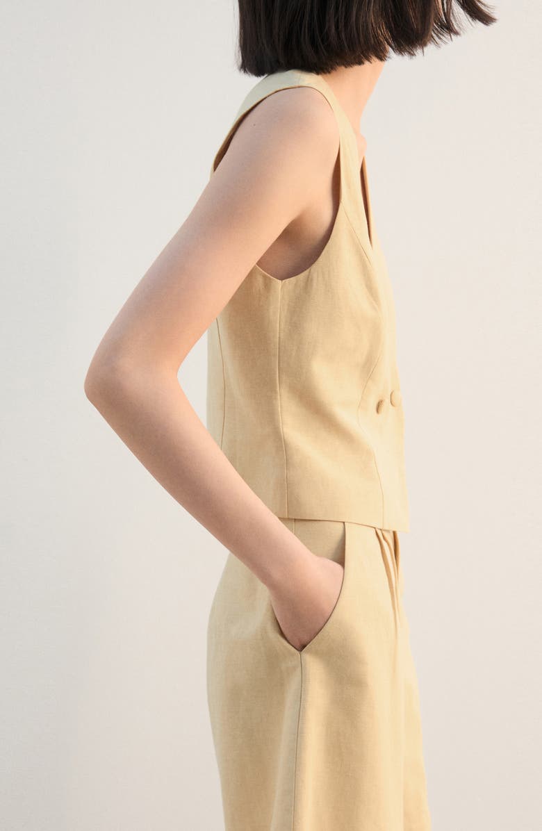 MANGO Double Breasted Vest, Alternate, color, Mustard