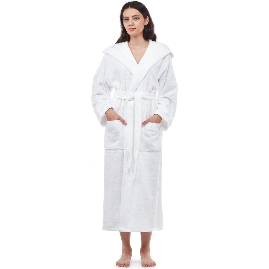 Arus Paradise Womens Hooded Cotton Bath Robe In White