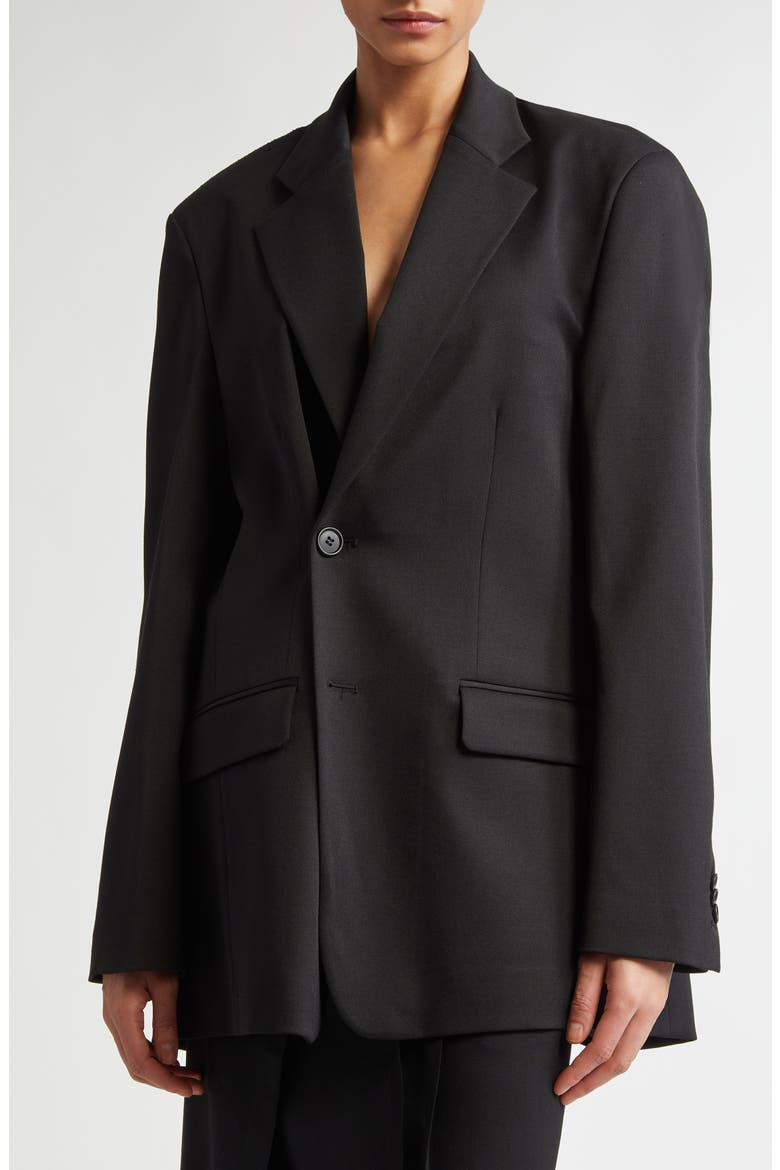 Décortiqué Wool Blazer, Alternate, color, BLACK