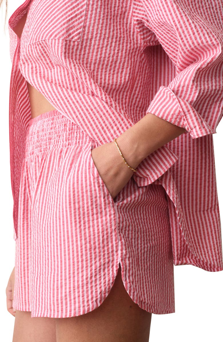 Marine Layer Isla Stripe Cotton & Kapok Seersucker Shorts, Alternate, color, 