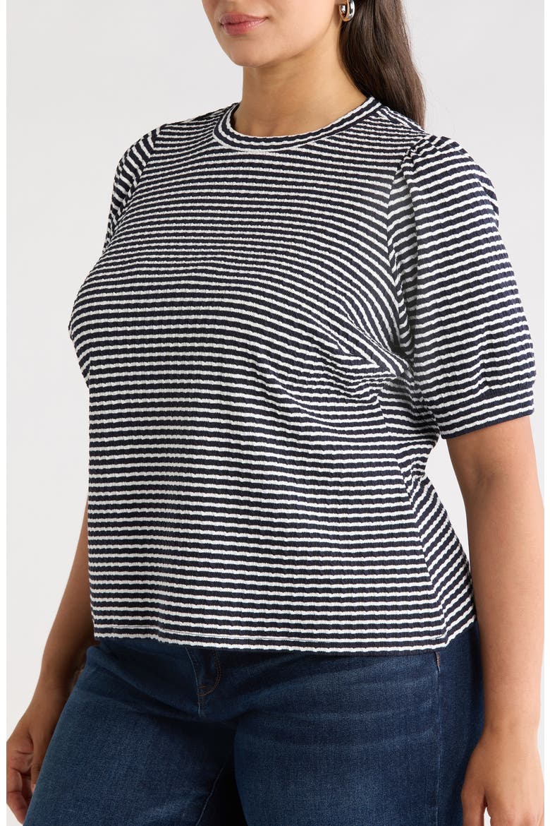 Stripe Puff Sleeve T-Shirt, Alternate, color, BARITONE BLUE