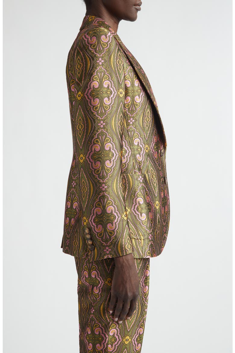 Fitted Jacquard Jacket, Alternate, color, MULTICOL ON GREEN BASE