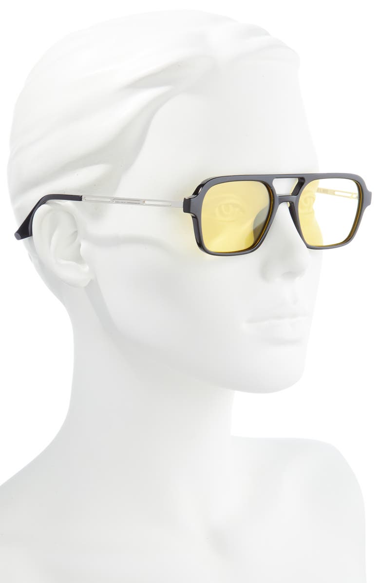 Fifth & Ninth Jordan 60mm Aviator Sunglasses, Alternate, color, Black/ Yellow