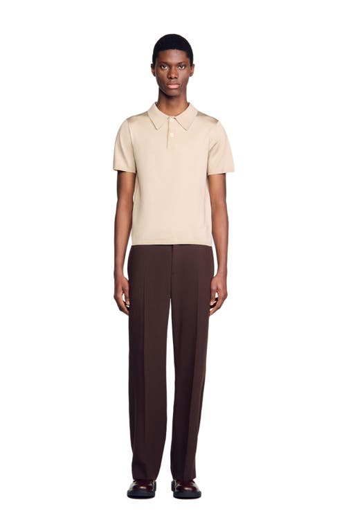 Sandro Short-sleeve Knitted Polo Shirt In Oats