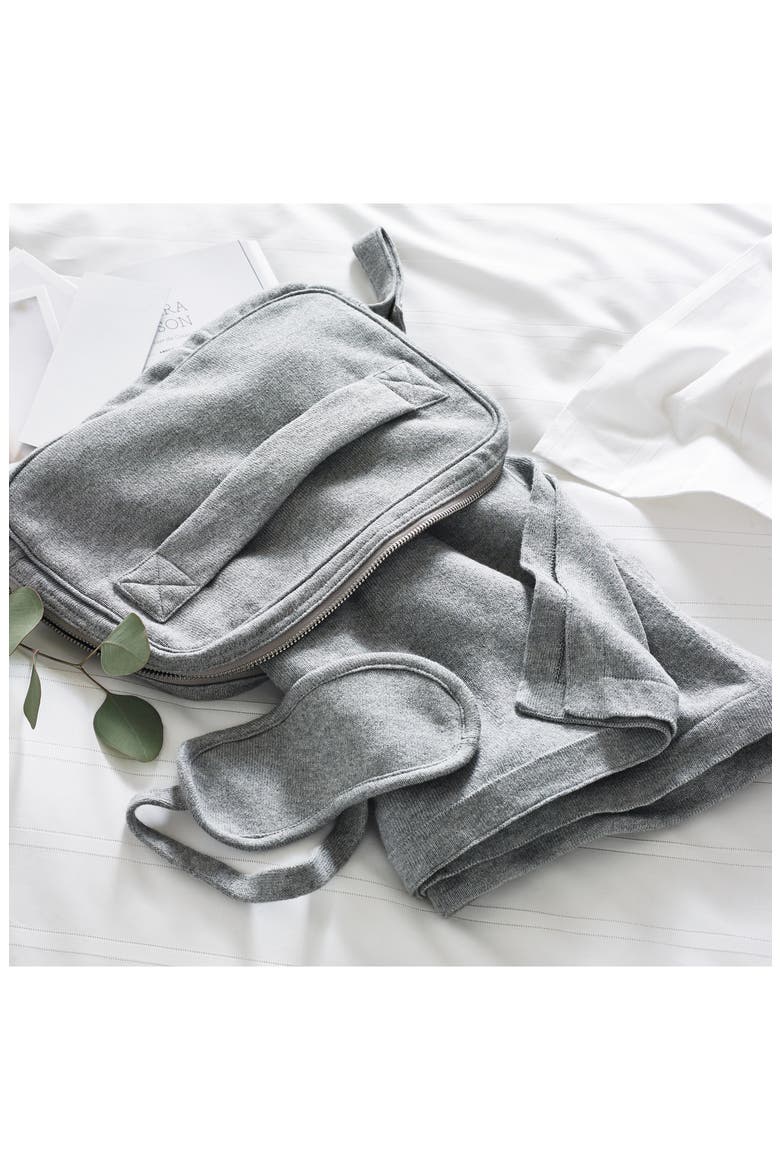 Cozy Travel Throw Blanket, Eye Mask & Bag Set, Main, color, GREY