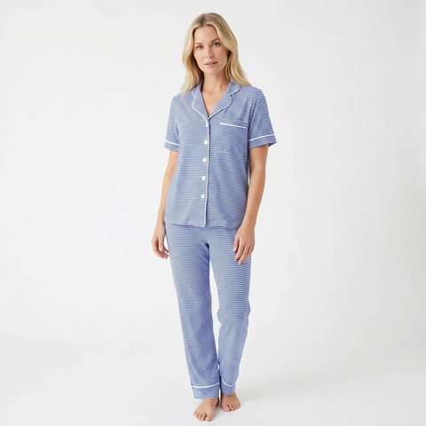 Women's Short Sleeve and Long Pants Pajama Set