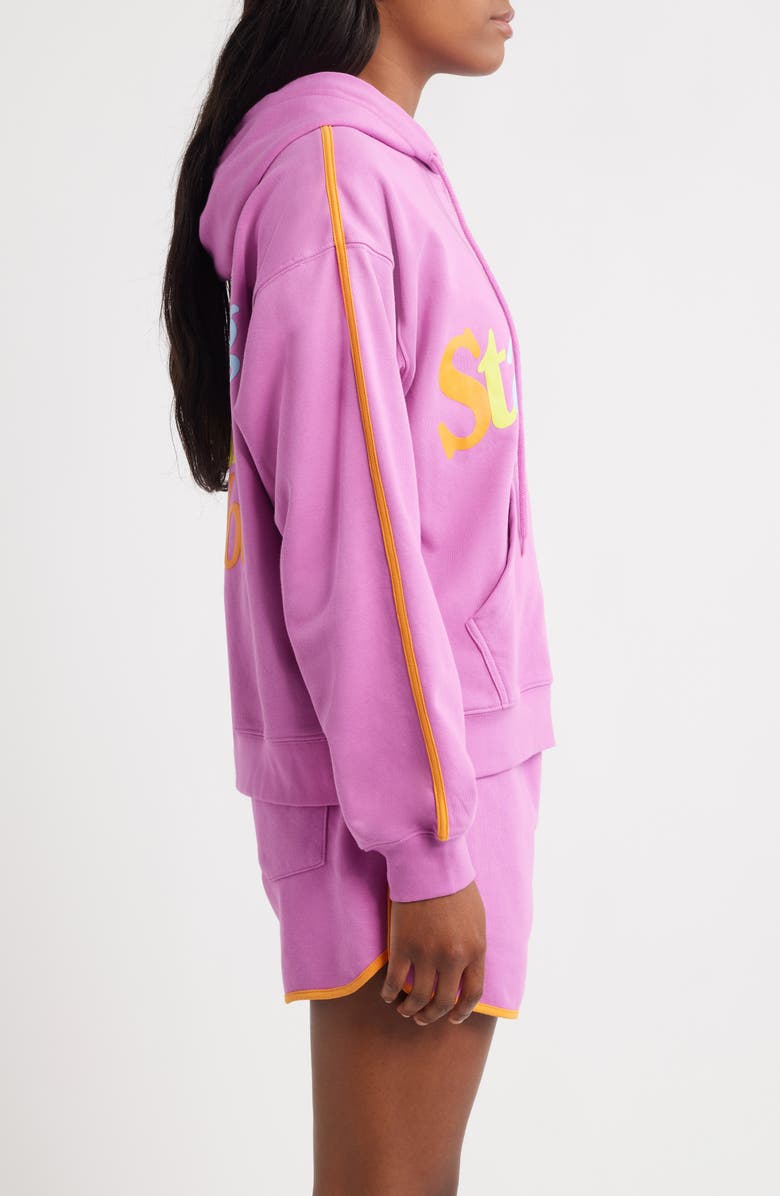THE MAYFAIR GROUP Stay You Oversize Full Zip Graphic Hoodie, Alternate, color, Pink