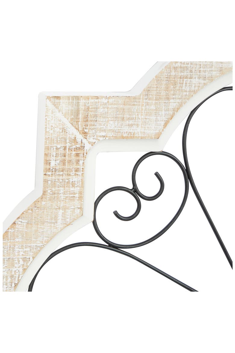 White Wood Scroll Wall Decor with Metal Scroll Work, Alternate, color, WHITE