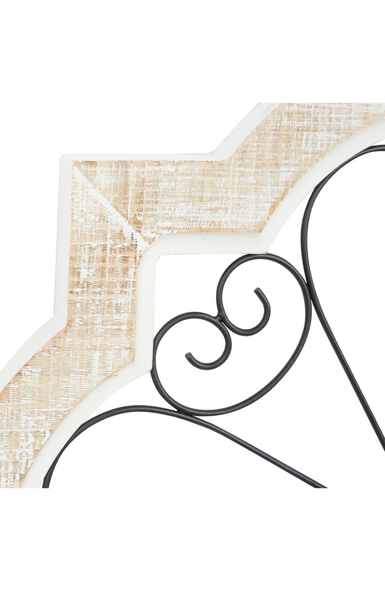 WILLOW ROW White Wood Scroll Wall Decor with Metal Scroll Work, Alternate, color,