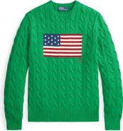 Polo Ralph Lauren Flag Intarsia Cabled Cotton Crewneck Sweater