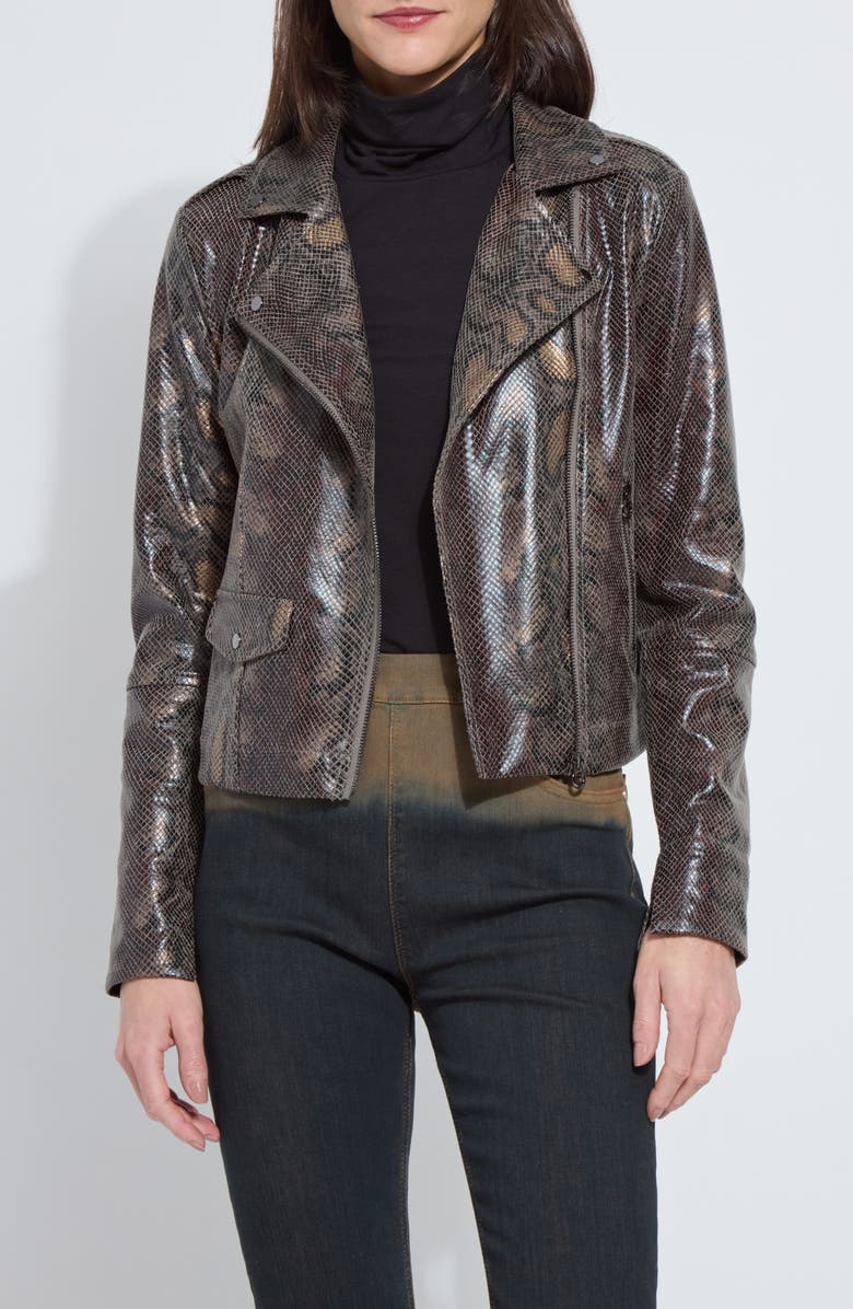 Lysse Amelia Faux Suede Moto Jacket, Main, color, Extra Ordinary Snake