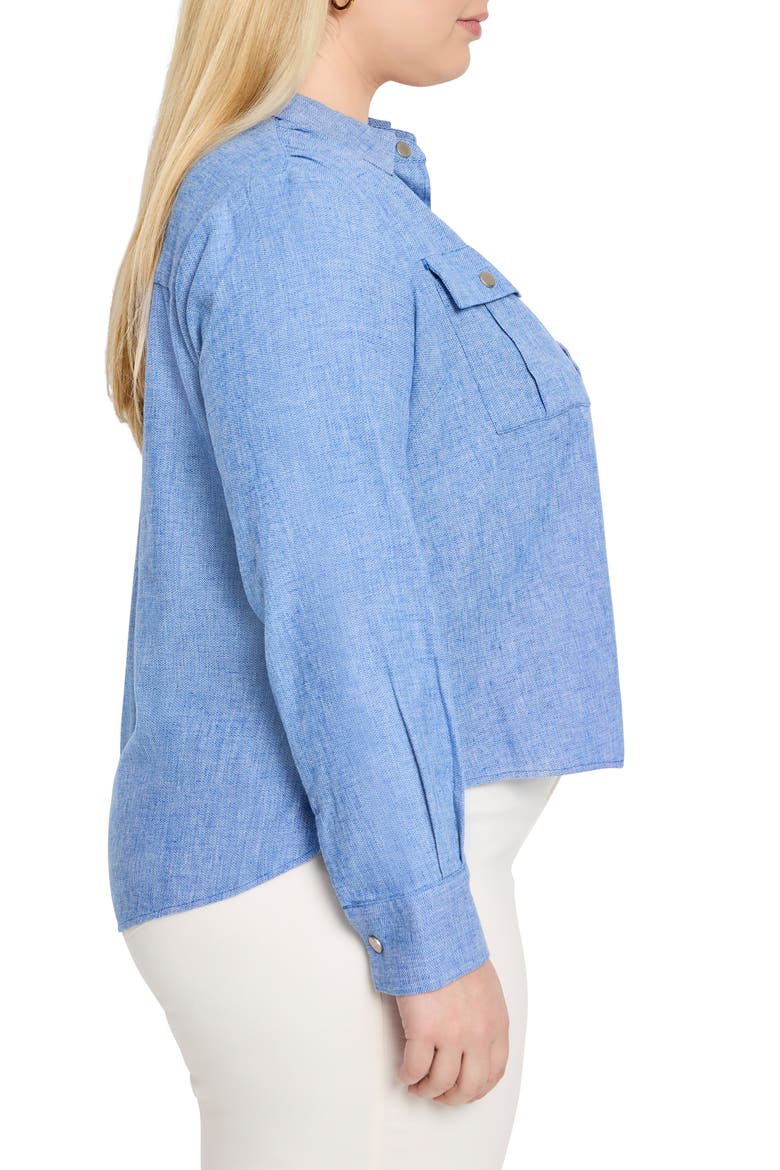 All Around Cotton & Linen Blend Shirt Jacket, Alternate, color, BLUE MIX