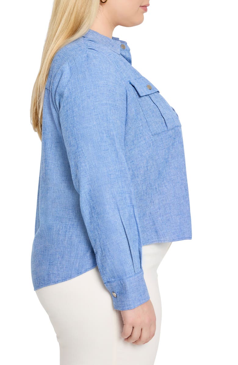 NIC+ZOE All Around Cotton & Linen Blend Shirt Jacket, Alternate, color, Blue Mix