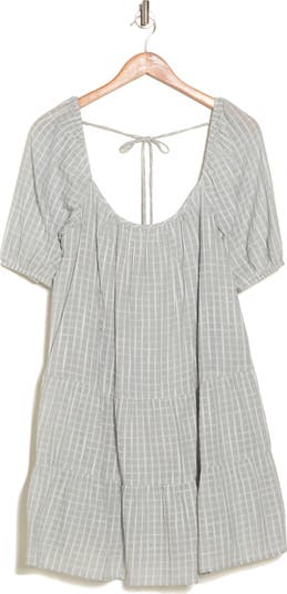 Tiered Puff Sleeve Cotton Dress